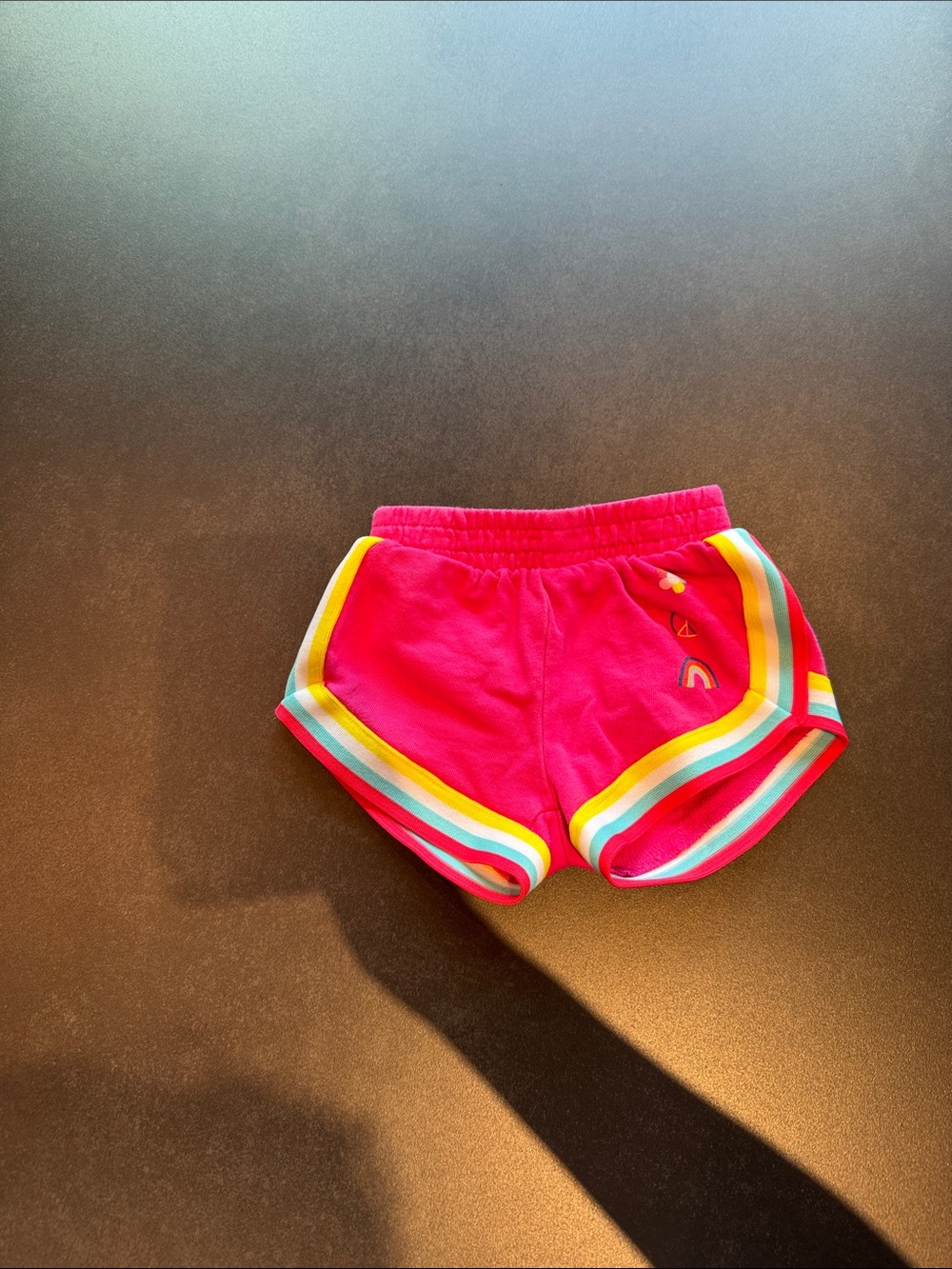Hatley Bright Pink Rainbow-Trim Kids Athletic Shorts